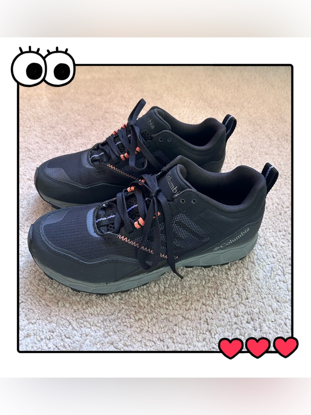 Columbia Women’s Flow District Sneaker Black/Lychee Sz 7 Gorpcore Hiking Outdoor